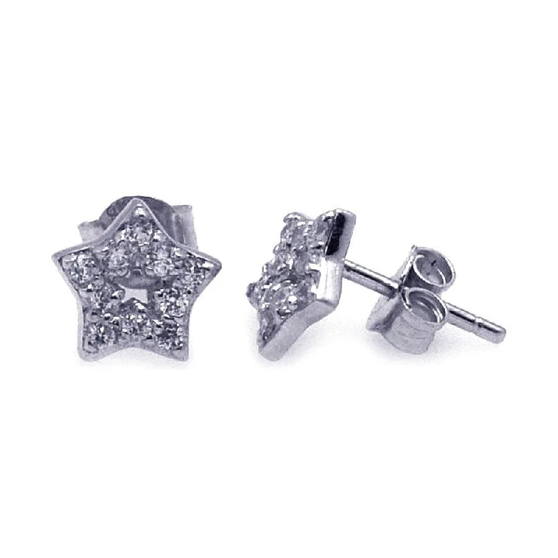 ladies-gemstone-stud-earrings-Silver 925 Rhodium Plated CZ Stud Earrings - STE00004