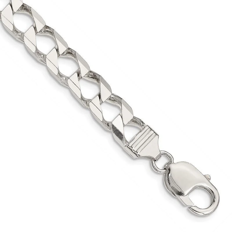 Ladies bracelets bold statement -Sterling Silver 6.75mm Flat Open Curb Chain Bracelet