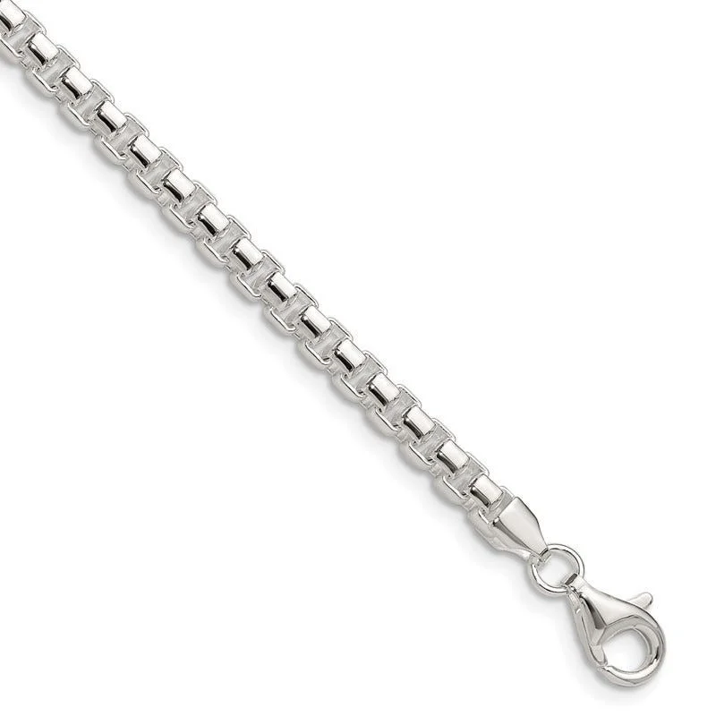 Ladies bracelets simple elegance -Sterling Silver Polished 4mm Round Box Chain Bracelet