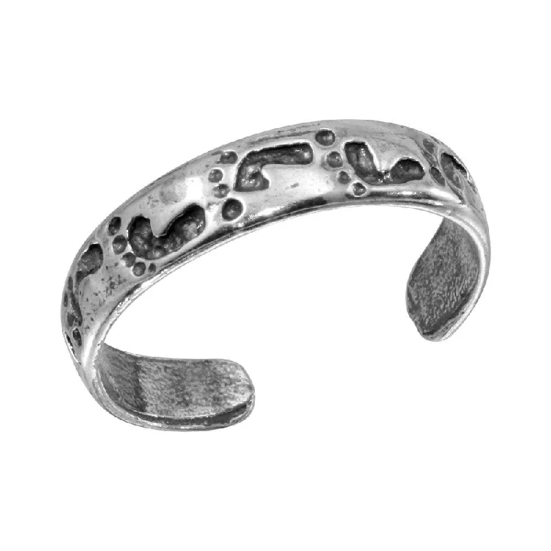 ladies ring chic crossover-Silver 925 Footprint Adjustable Toe Ring - TR120-A