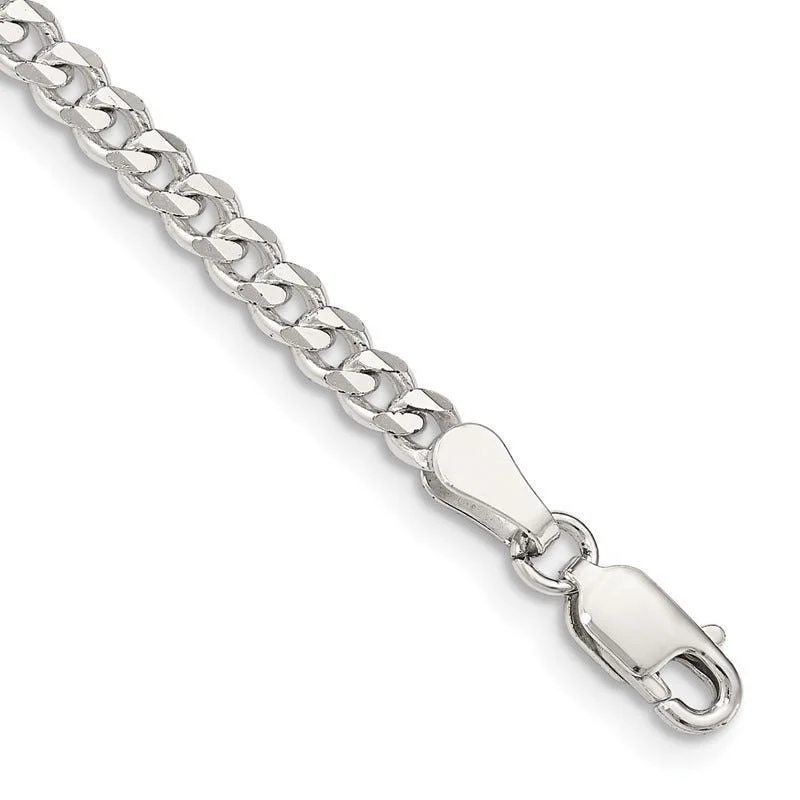 Ladies bracelets for musicians -Sterling Silver 3.5mm Curb Chain Bracelet